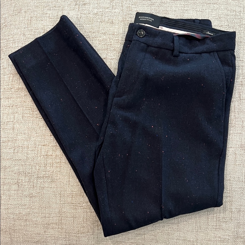 NWOT Scotch & Soda Stuart Navy Wool Blend Pant
